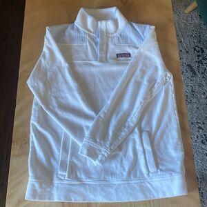 White Vineyard Vines Martha's Vineyard Oversized Pullover with Button Collar